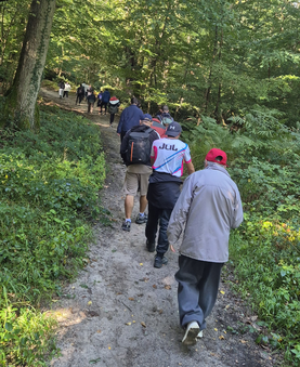 Personnes marchant dans la forêt